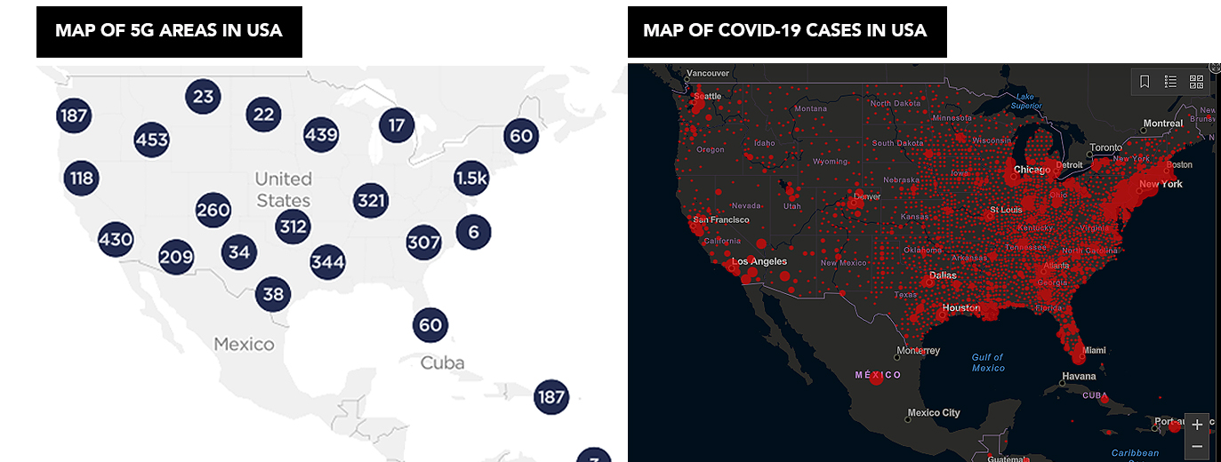 Map of 5G and coronavirus in the USA