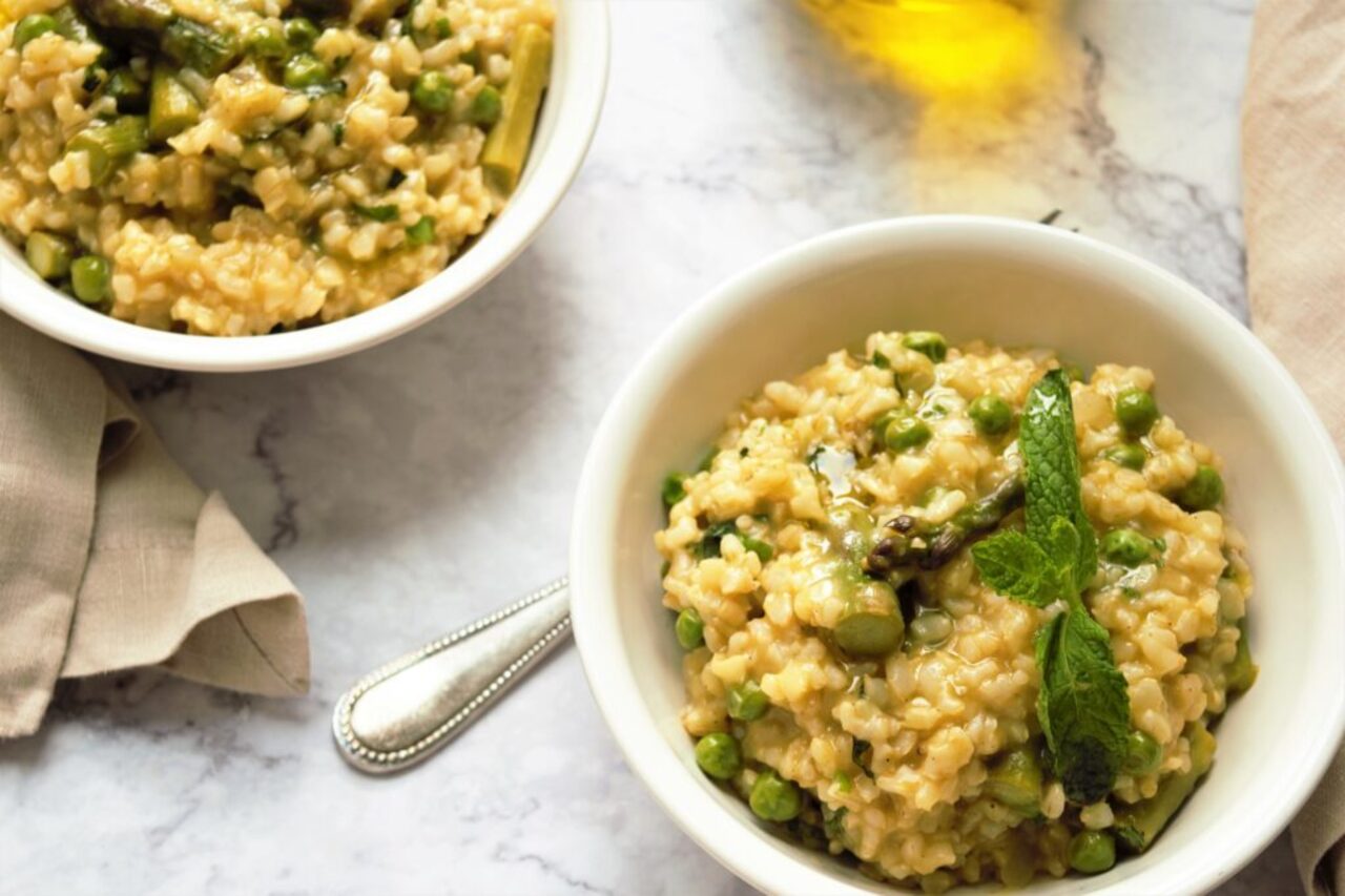 Vegan Risotto with Peas, Asparagus & Mint Recipe